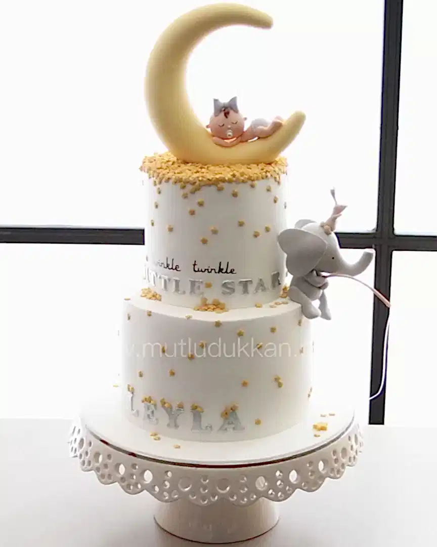 uyuyan bebek pasta – kız baby shower pastası