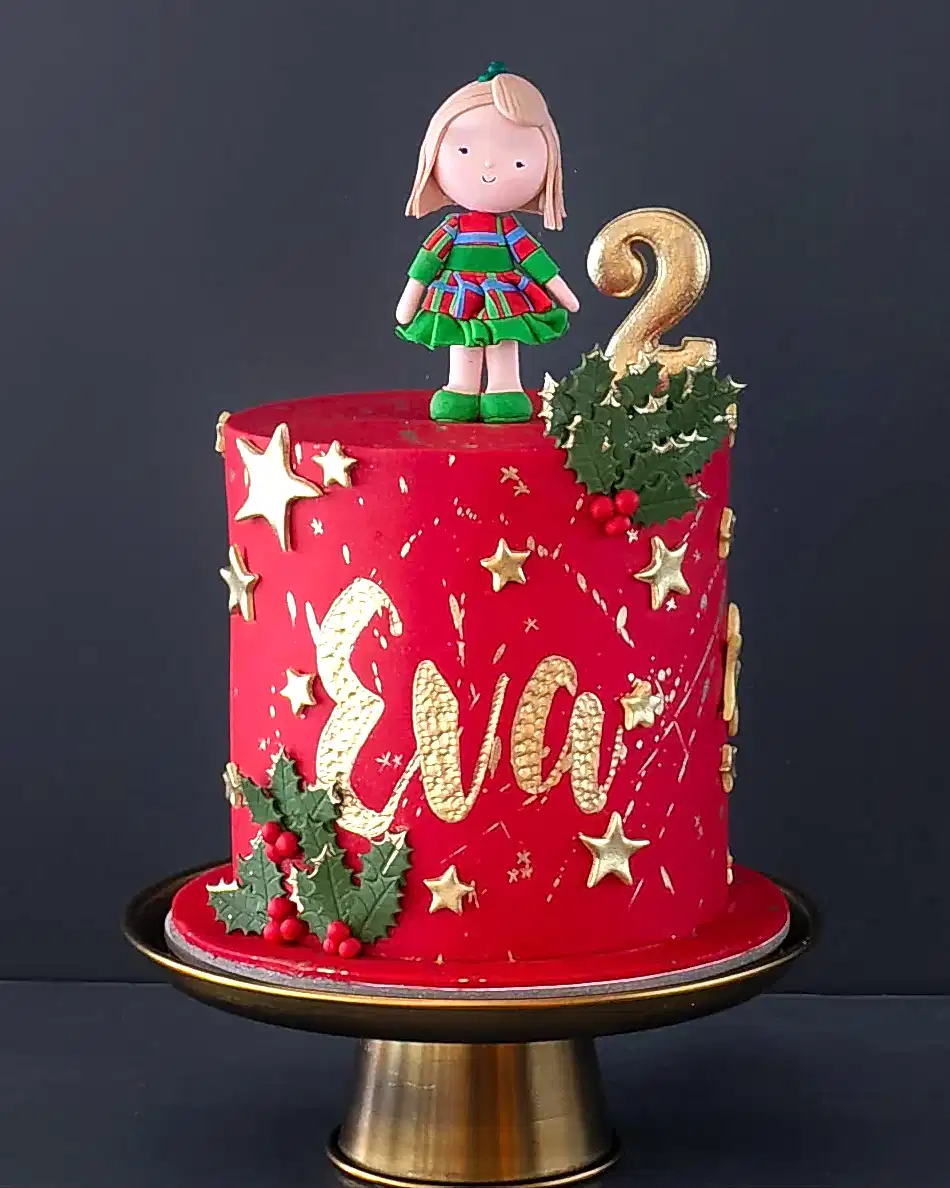 yılbaşı pasta – kırmızı renkli kız çocuk pastası